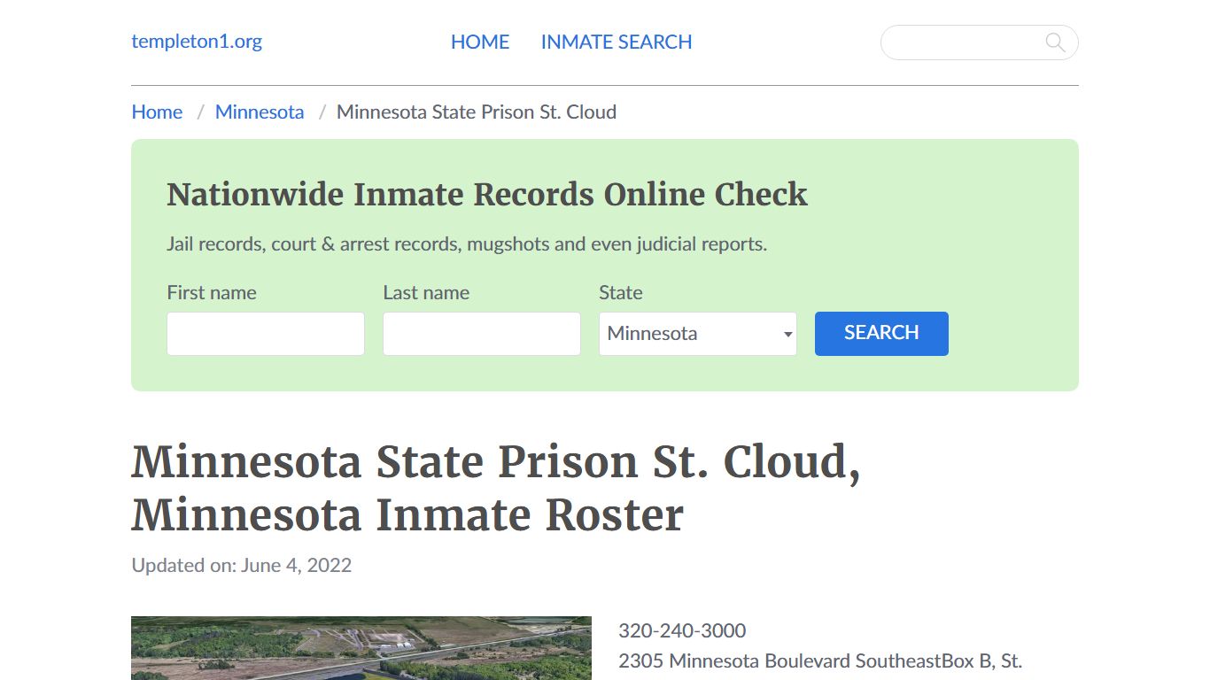 Minnesota State Prison St. Cloud, Minnesota Inmate Roster - Templeton