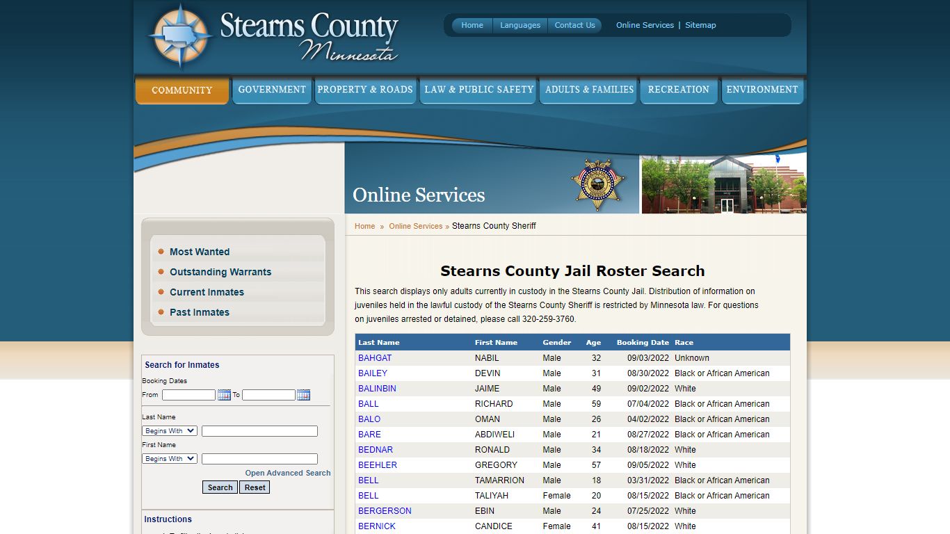 Stearns County Jail Roster Search - ImageTrend